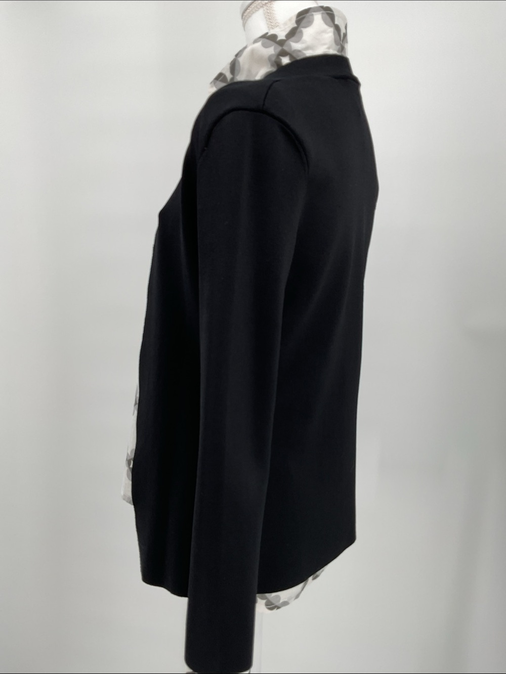 M.MLaFleur Black Knit Sweater Jacket S Perforated Back - Picture 7 of 8